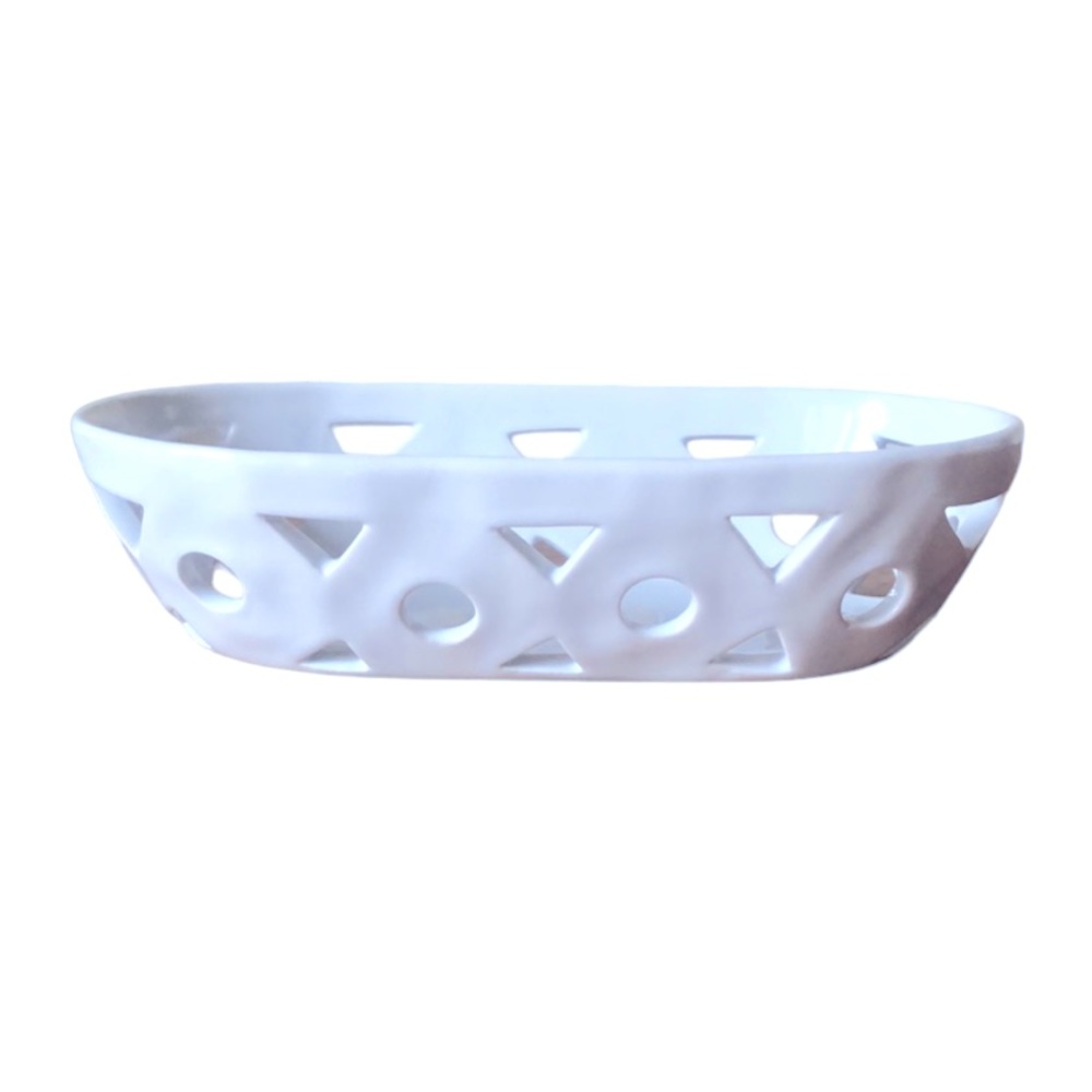 🌟 White Stoneware Catchall Decorative Dish